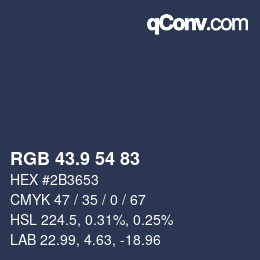Color code: RGB 43.9 54 83 | qconv.com