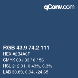 Color code: RGB 43.9 74.2 111 | qconv.com
