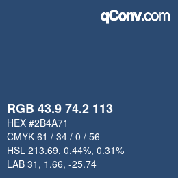 Color code: RGB 43.9 74.2 113 | qconv.com