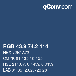 Color code: RGB 43.9 74.2 114 | qconv.com