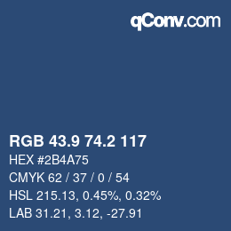 Color code: RGB 43.9 74.2 117 | qconv.com