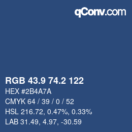 Color code: RGB 43.9 74.2 122 | qconv.com