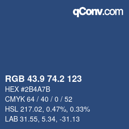 Color code: RGB 43.9 74.2 123 | qconv.com
