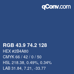 Color code: RGB 43.9 74.2 128 | qconv.com