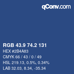 Color code: RGB 43.9 74.2 131 | qconv.com