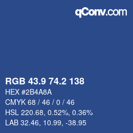 Color code: RGB 43.9 74.2 138 | qconv.com