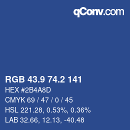 Color code: RGB 43.9 74.2 141 | qconv.com