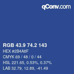 カラーコード: RGB 43.9 74.2 143 | qconv.com