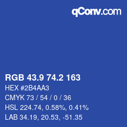 カラーコード: RGB 43.9 74.2 163 | qconv.com