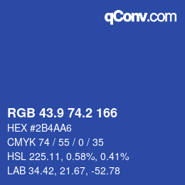 Color code: RGB 43.9 74.2 166 | qconv.com