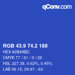 カラーコード: RGB 43.9 74.2 188 | qconv.com