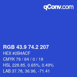 カラーコード: RGB 43.9 74.2 207 | qconv.com