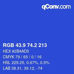 カラーコード: RGB 43.9 74.2 213 | qconv.com