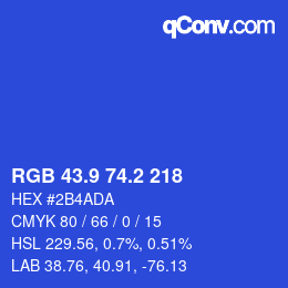 カラーコード: RGB 43.9 74.2 218 | qconv.com