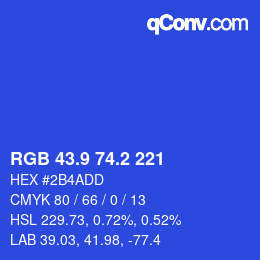 カラーコード: RGB 43.9 74.2 221 | qconv.com