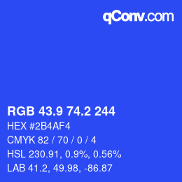 カラーコード: RGB 43.9 74.2 244 | qconv.com