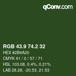 カラーコード: RGB 43.9 74.2 32 | qconv.com