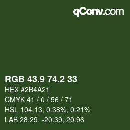 カラーコード: RGB 43.9 74.2 33 | qconv.com
