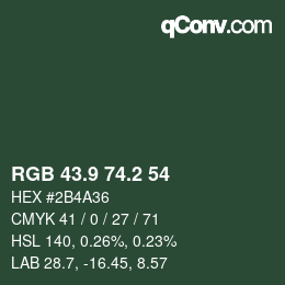 Color code: RGB 43.9 74.2 54 | qconv.com
