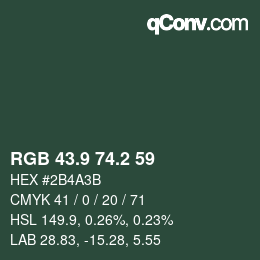 Color code: RGB 43.9 74.2 59 | qconv.com