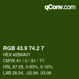 カラーコード: RGB 43.9 74.2 7 | qconv.com