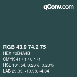 Color code: RGB 43.9 74.2 75 | qconv.com