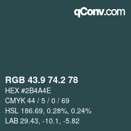 Color code: RGB 43.9 74.2 78 | qconv.com