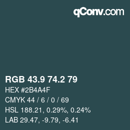 Color code: RGB 43.9 74.2 79 | qconv.com