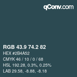 Color code: RGB 43.9 74.2 82 | qconv.com