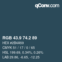 Color code: RGB 43.9 74.2 89 | qconv.com