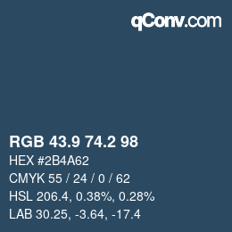 Color code: RGB 43.9 74.2 98 | qconv.com