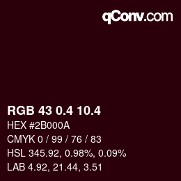 カラーコード: RGB 43 0.4 10.4 | qconv.com