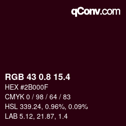 カラーコード: RGB 43 0.8 15.4 | qconv.com