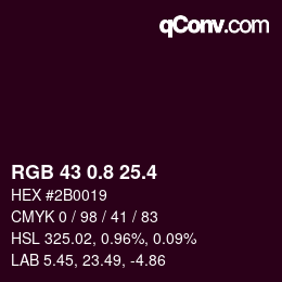 カラーコード: RGB 43 0.8 25.4 | qconv.com