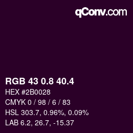 カラーコード: RGB 43 0.8 40.4 | qconv.com