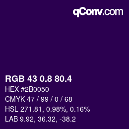 カラーコード: RGB 43 0.8 80.4 | qconv.com