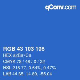 Color code: RGB 43 103 198 | qconv.com