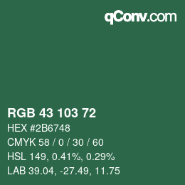 Color code: RGB 43 103 72 | qconv.com