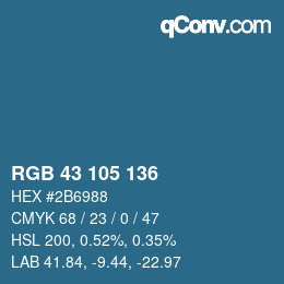 颜色代码: RGB 43 105 136 | qconv.com