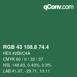 カラーコード: RGB 43 108.8 74.4 | qconv.com