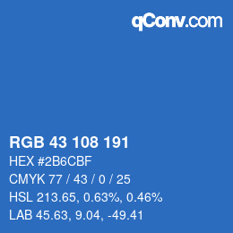 Color code: RGB 43 108 191 | qconv.com