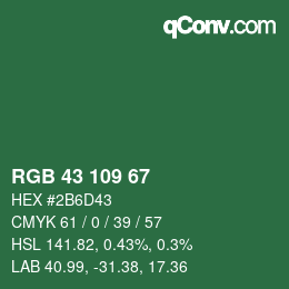 カラーコード: RGB 43 109 67 | qconv.com