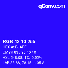 颜色代码: RGB 43 10 255 | qconv.com