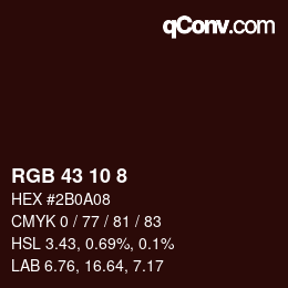 カラーコード: RGB 43 10 8 | qconv.com
