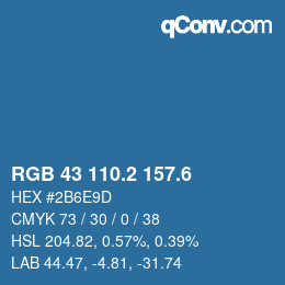 カラーコード: RGB 43 110.2 157.6 | qconv.com