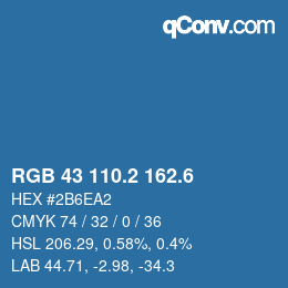 カラーコード: RGB 43 110.2 162.6 | qconv.com