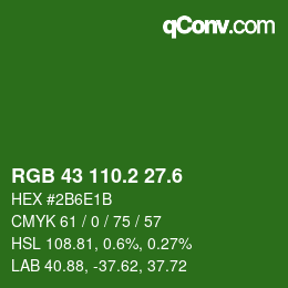 カラーコード: RGB 43 110.2 27.6 | qconv.com
