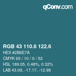 カラーコード: RGB 43 110.6 122.6 | qconv.com