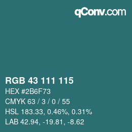 颜色代码: RGB 43 111 115 | qconv.com