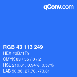 Color code: RGB 43 113 249 | qconv.com
